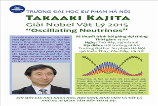 Giáo sư T. Kajita - Giải Nobel Vật lí 2015 sẽ tới Đại học Sư phạm Hà Nội và có bài giảng về Khoa học đại chúng về Neutrino